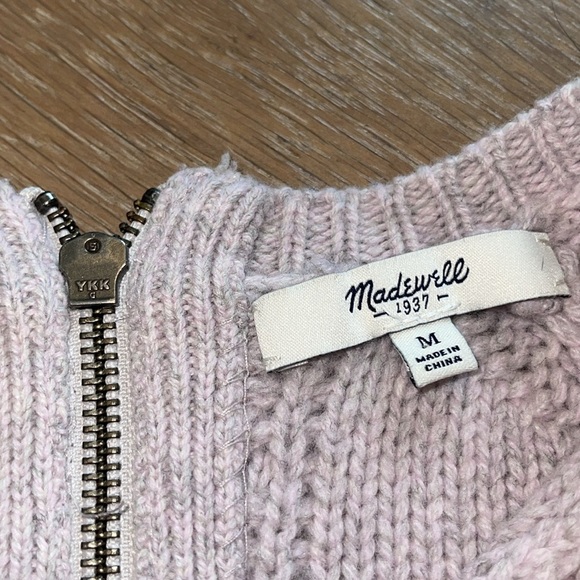Madewell | Palisade Back-Zip Sweater in Heathered Pink merino wool medium - Picture 2 of 7